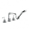 Смесители Смеситель на борт ванны, на 4 отверстия, с ручным душем, цвет хром