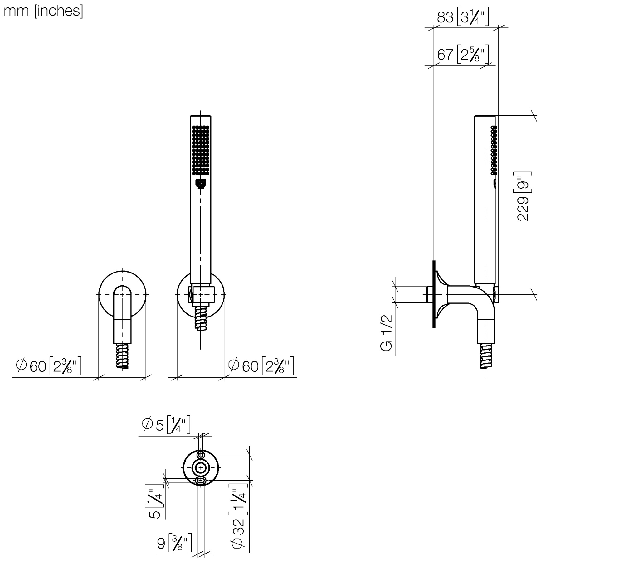 Душевая программа Душевой гарнитур, ручной душ, держатель ручного душа, шланговое подсоединение, шланг 1250 мм, хром 