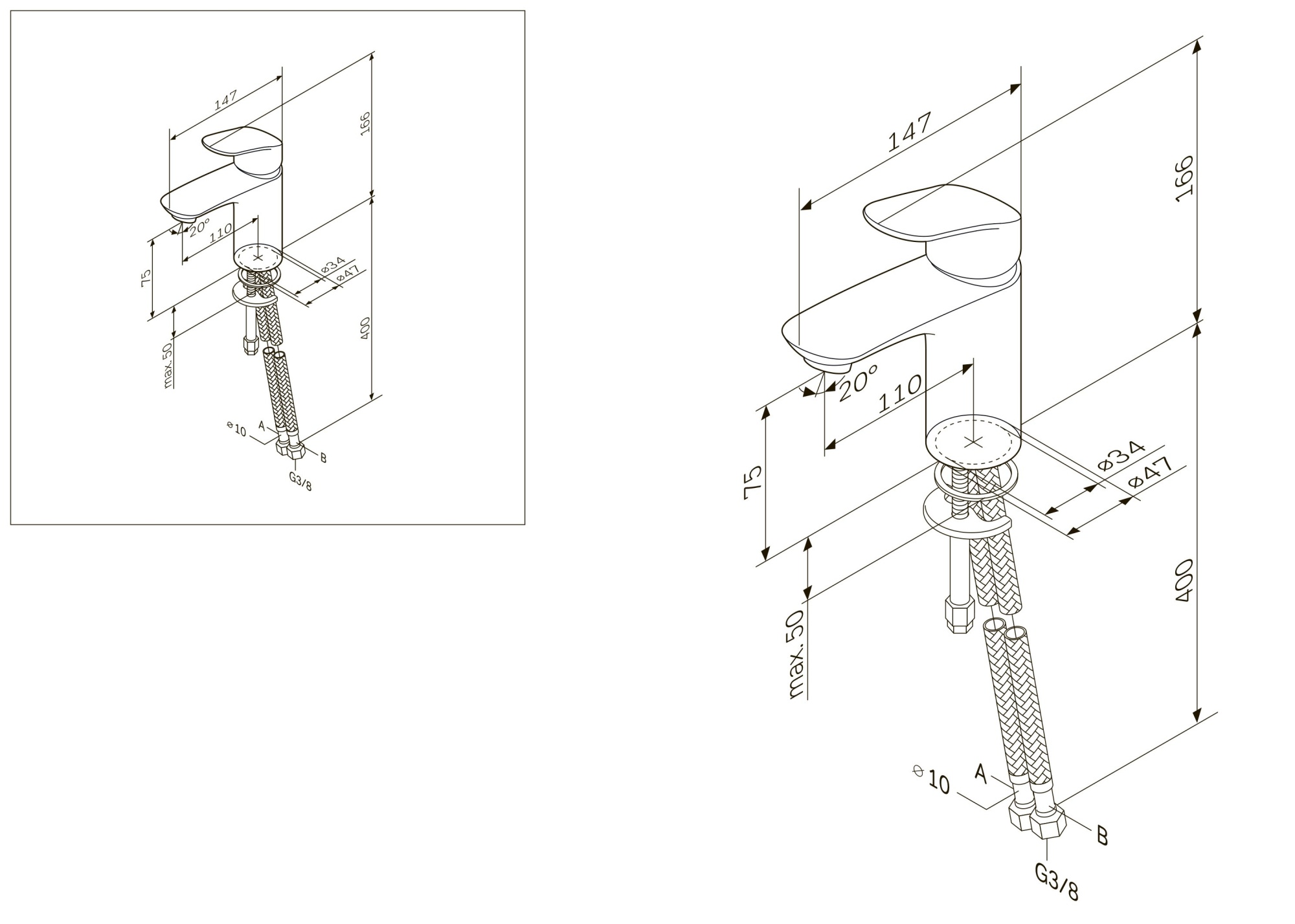 Смесители Смеситель для умывальника, излив 110 мм, хром 