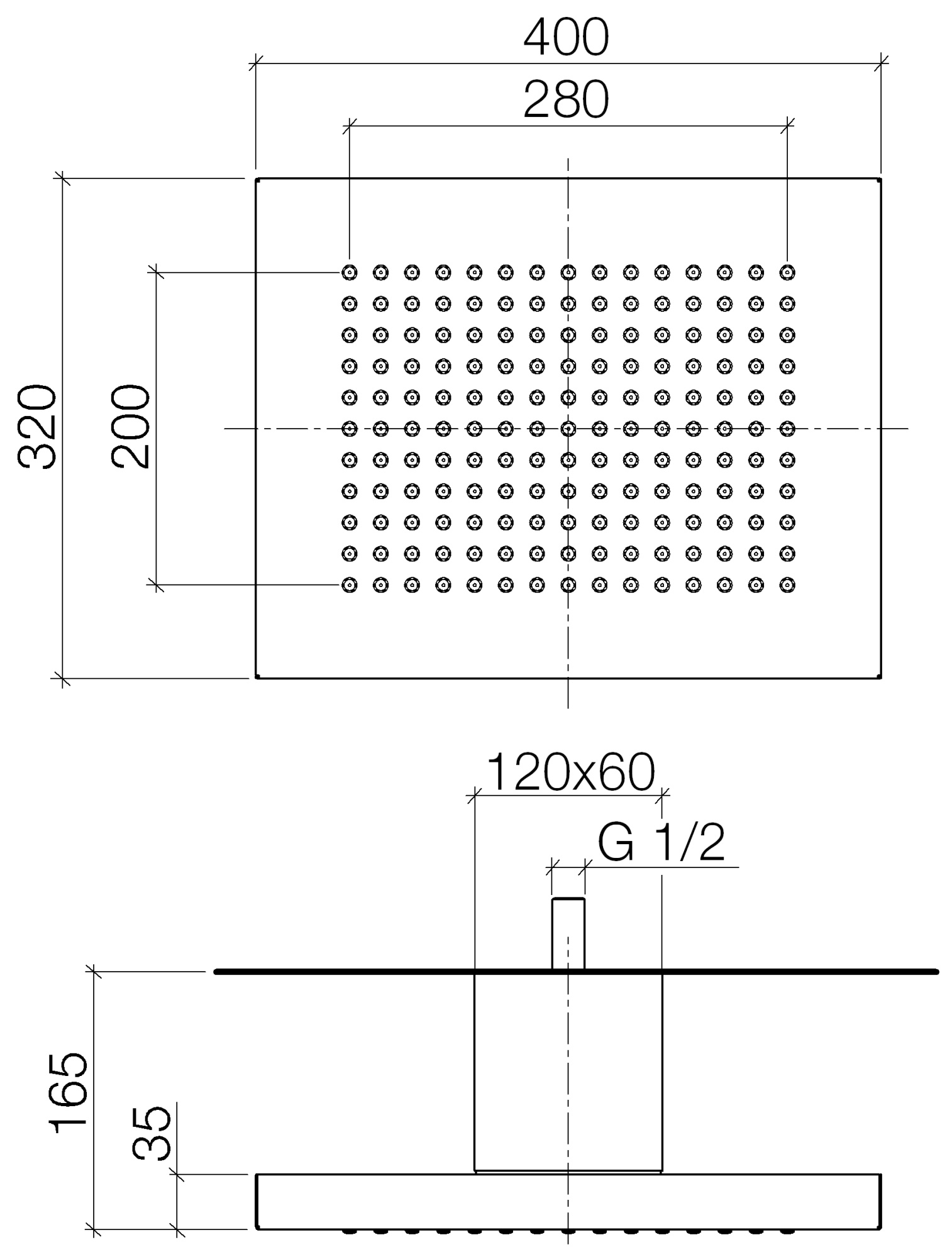 Душевая программа Верхний душ Just Rain потолочный, 400х320 мм, полированная сталь