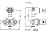 Смесители Встроенная часть термостата с ручкой управления и переключателем потоков на два выхода