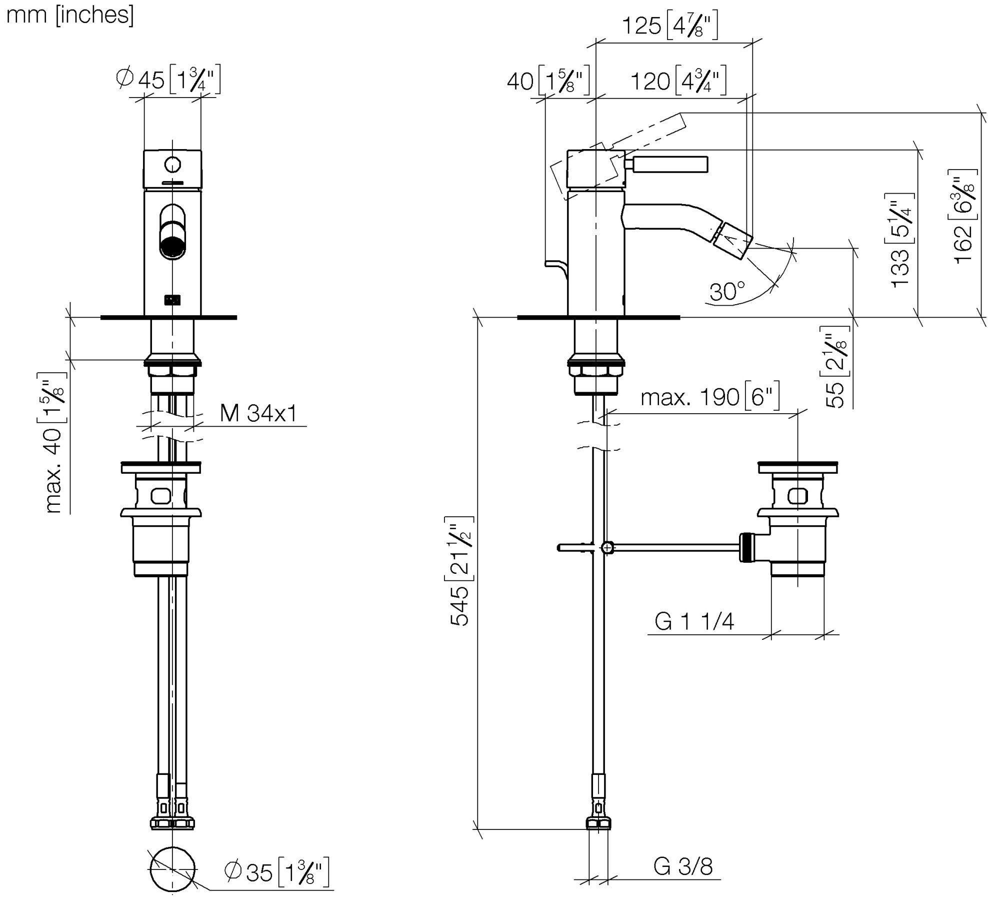 Смесители Смеситель для биде однорычажный, со сливным гарнитуром, хром