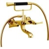 Смесители  Cherie Смеситель для ванны двухрычажный, с душевым комплектом, цвет золото/черный