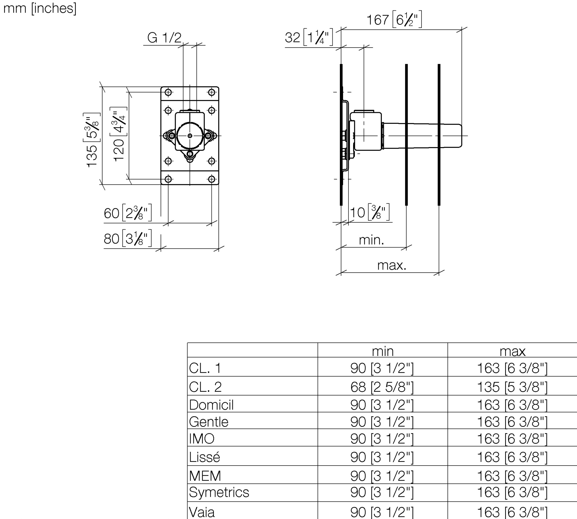 Смесители Уголок для настенного монтажа 