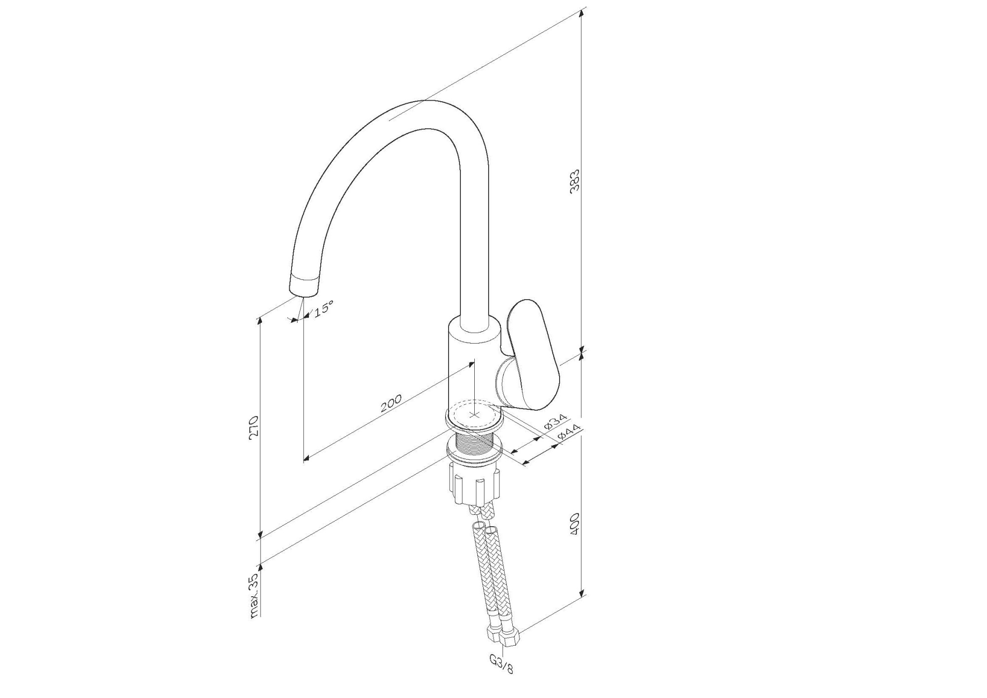Смесители Смеситель для кухни, сатин