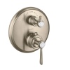 Смесители Термостат с запорным/ переключающим вентилем, с рычаговой рукояткой, скрытый монтаж, цвет никель шлифованный
