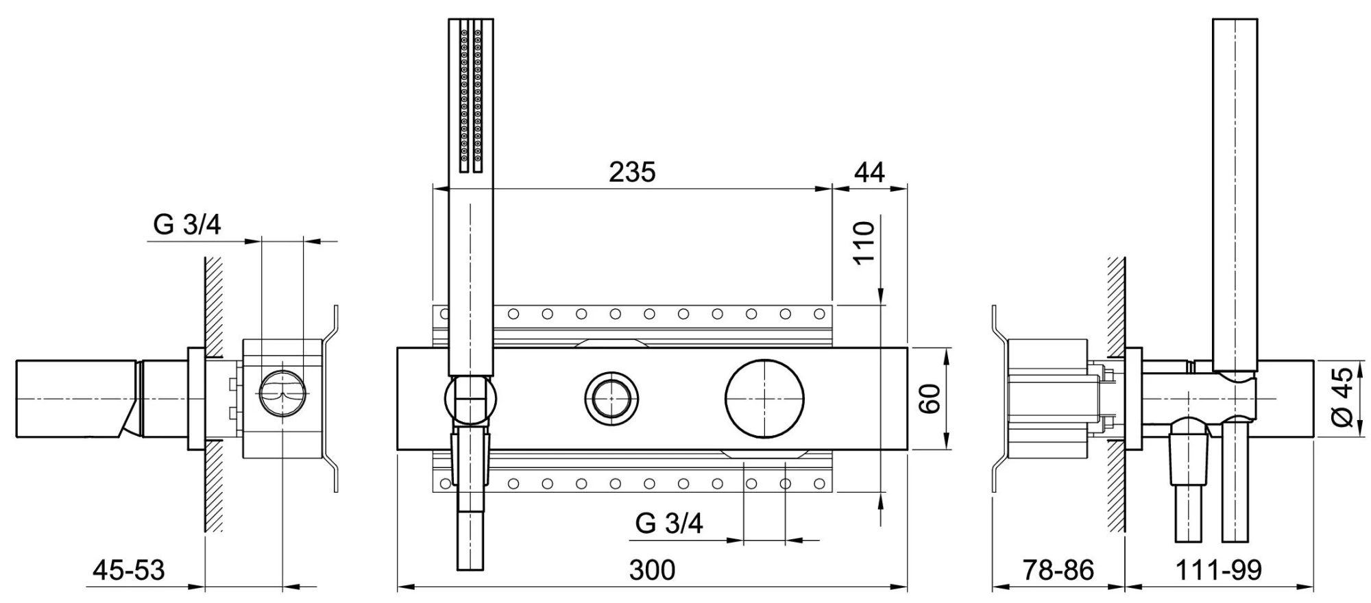 Смесители Встраиваемая часть смесителя для душа 