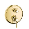 Смесители Термостат с запорным/переключающим вентилем, скрытый монтаж, 2 потребителя, рычажные рукоятки, цвет полированное золото