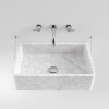 Раковины Раковина подвесная 63х40х16 см, прямоугольная с доп. креплением, без отв., мрамор Carrara, цвет: белый