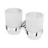 Аксессуары для ванной Двойной стеклянный стакан с настенным держателем, хром