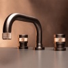 Смесители Смеситель для раковины на 3 отверстия, отделка черный никель/розовое золото