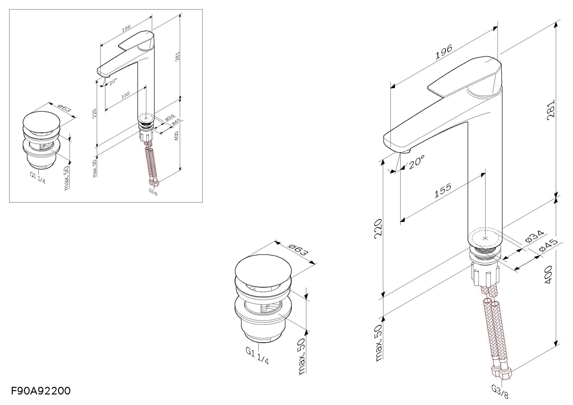 Смесители Смеситель для умывальника излив 155 мм, хром 