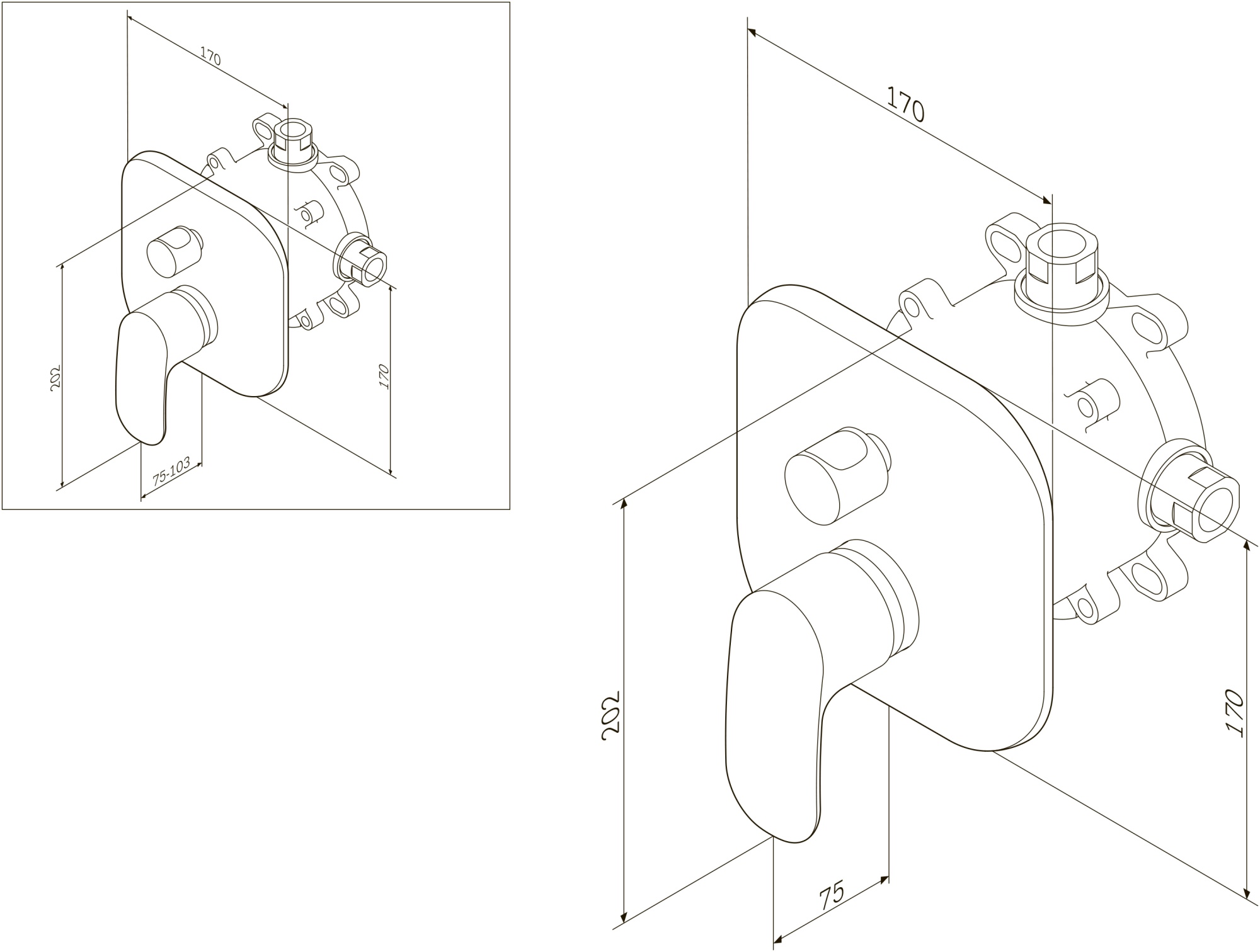 Смесители Смеситель для ванны/душа встраиваемый 