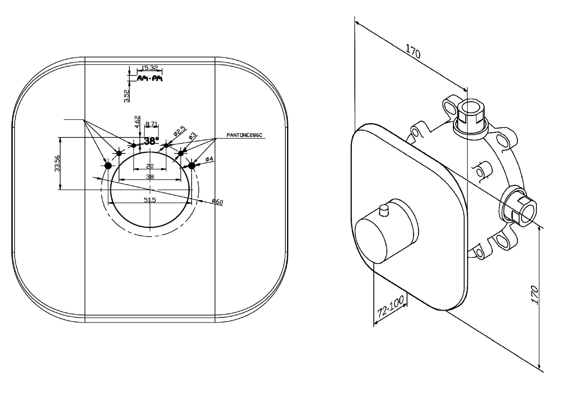 Смесители Термостат, монтируемый в стену, хром 