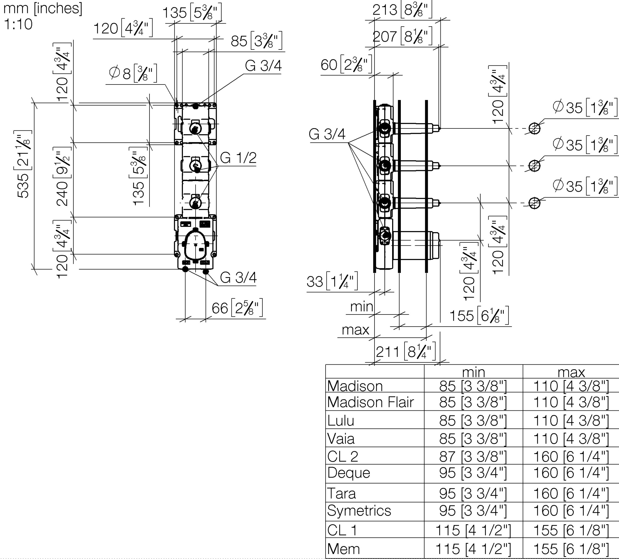 Смесители Встроенная часть термостатического смесителя для ванны/душа xTOOL с 3 вентилями 