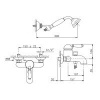 Смесители Смеситель для ванны настенный, с переключателем ванна/душ, с ручным душем на держателе, ручка El Capitan