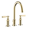 Смесители Смеситель для раковины, на 3 отверстия, излив 175 мм, со сливным гарнитуром, рычажные рукоятки, цвет полированное золото