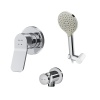 Комплектующие Набор: смеситель для душа, душевой набор ( ручной душ 120 мм, 3 режима), шланговое присоединение