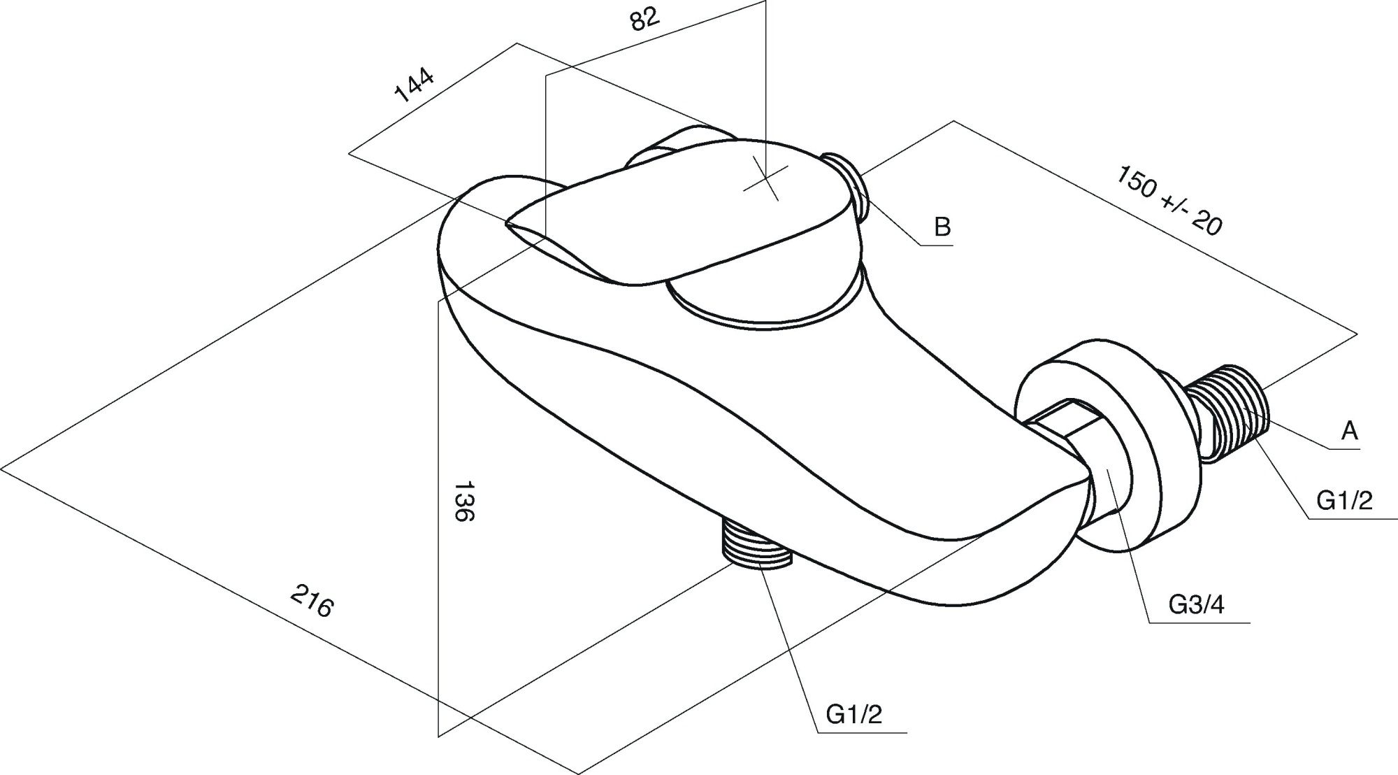 Смесители Смеситель для душа, хром