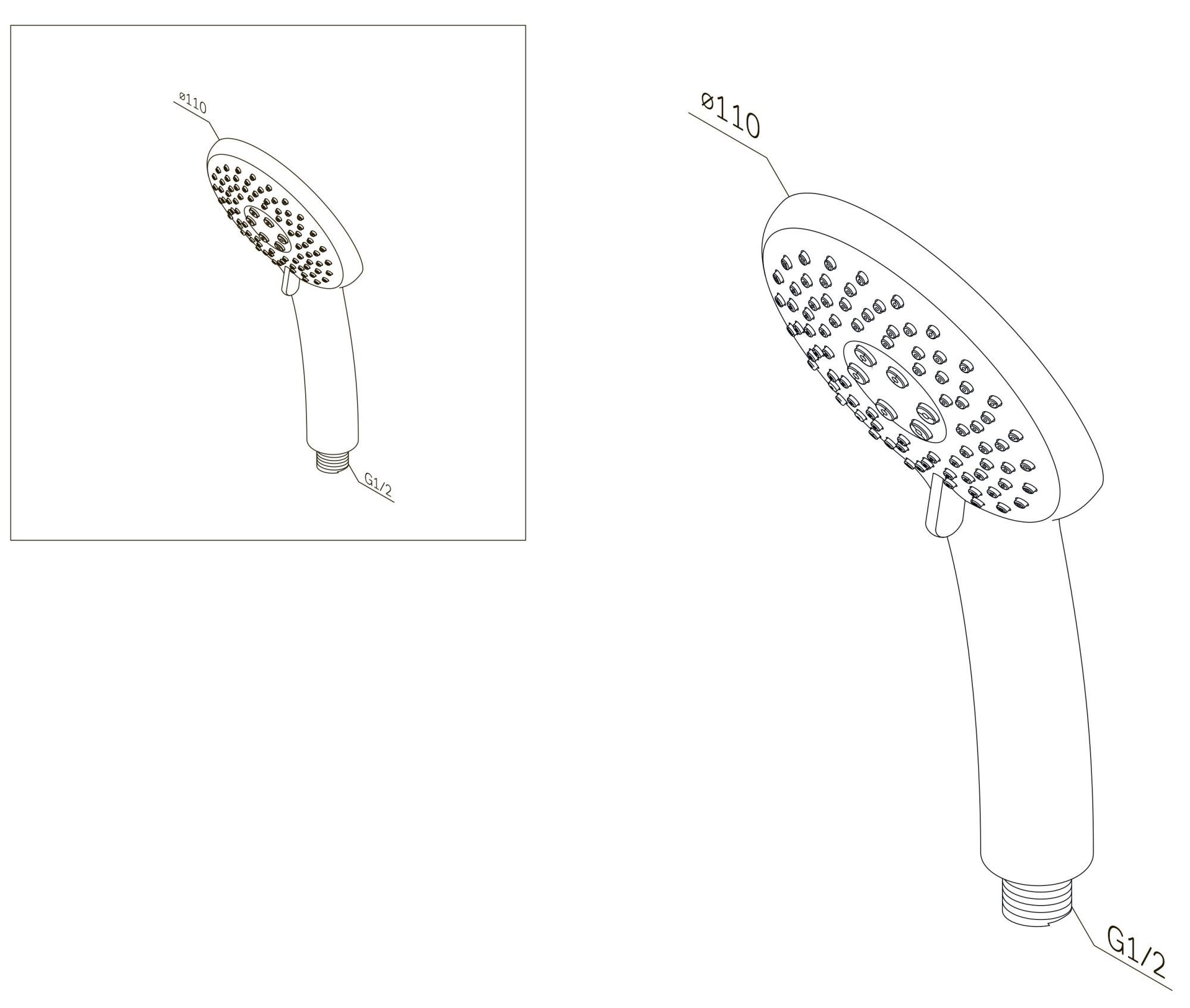 Комплектующие Ручной душ 110 мм, 3 функции 