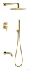 Смесители Смеситель встроенный + верхний+ ручной душ и изливом Gold
