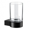 Аксессуары для ванной Стакан для зубных щеток с держателем (чёрный матовый)