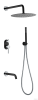 Смесители Смеситель встроенный + верхний+ ручной душ, Black Chrome