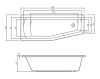Ванны Асимметричная акриловая ванна, левая, 160x70 см