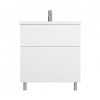 Мебель для ванной База под раковину, напольная, 75 см, 2 ящика push-to-open, цвет: белый, глянец