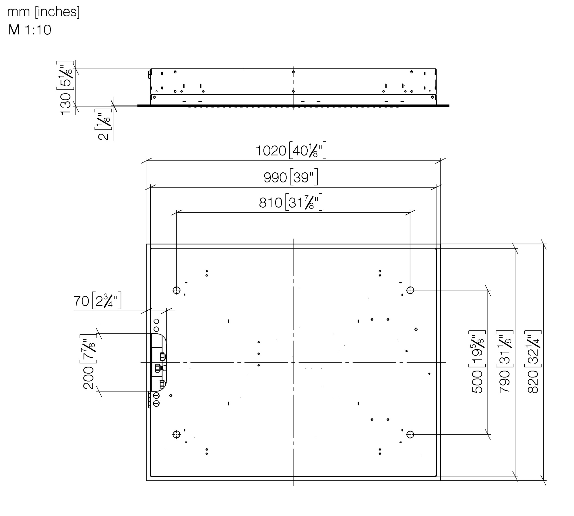 Душевая программа Верхний душ потолочный, 3 режима работы, полированная сталь 