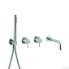 Смесители Встраиваемый смеситель для ванны/душа на 4 отв, с ручным душем , внешняя и внутренняя части в комплекте, цвет нержавеющая сталь