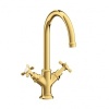 Смесители Смеситель для раковины, на 1 отверстие, излив 175 мм, со сливным гарнитуром, цвет полированное золото