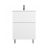 Мебель для ванной База под раковину, напольная, 60 см, 2 ящика push-to-open, цвет: белый, глянец