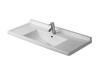 Раковины Duravit  Starck 3 Раковина  для мебели 1050х480 мм с 1 отв под смеситель, с переливом, цвет белый купить в интернет-магазине Раковины Duravit  Starck 3 Раковина  для мебели 1050х480 мм с 1 отв под смеситель, с переливом, цвет белый