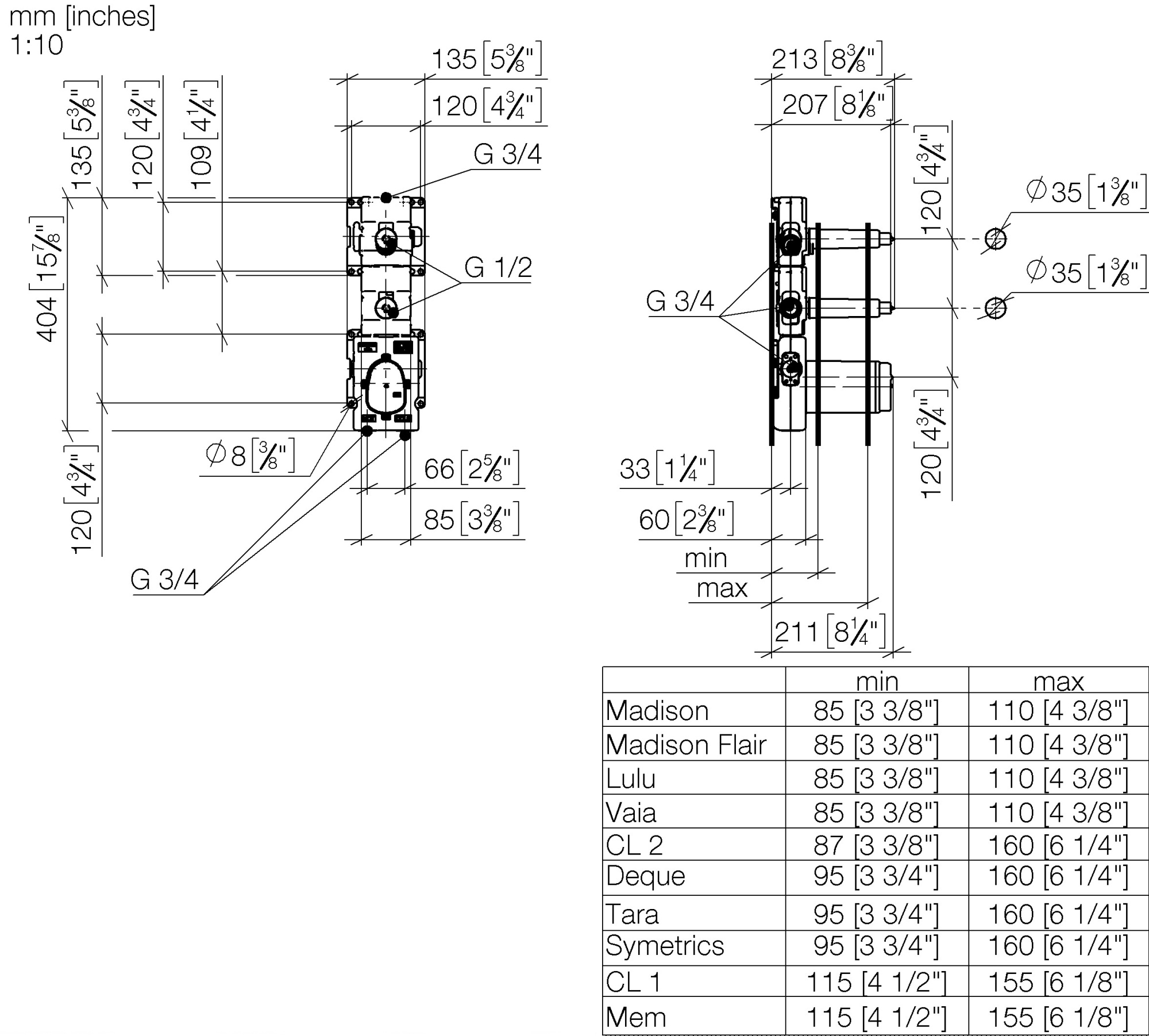 Смесители Встроенная часть термостатического смесителя для ванны/душа xTOOL с 2 вентилями 