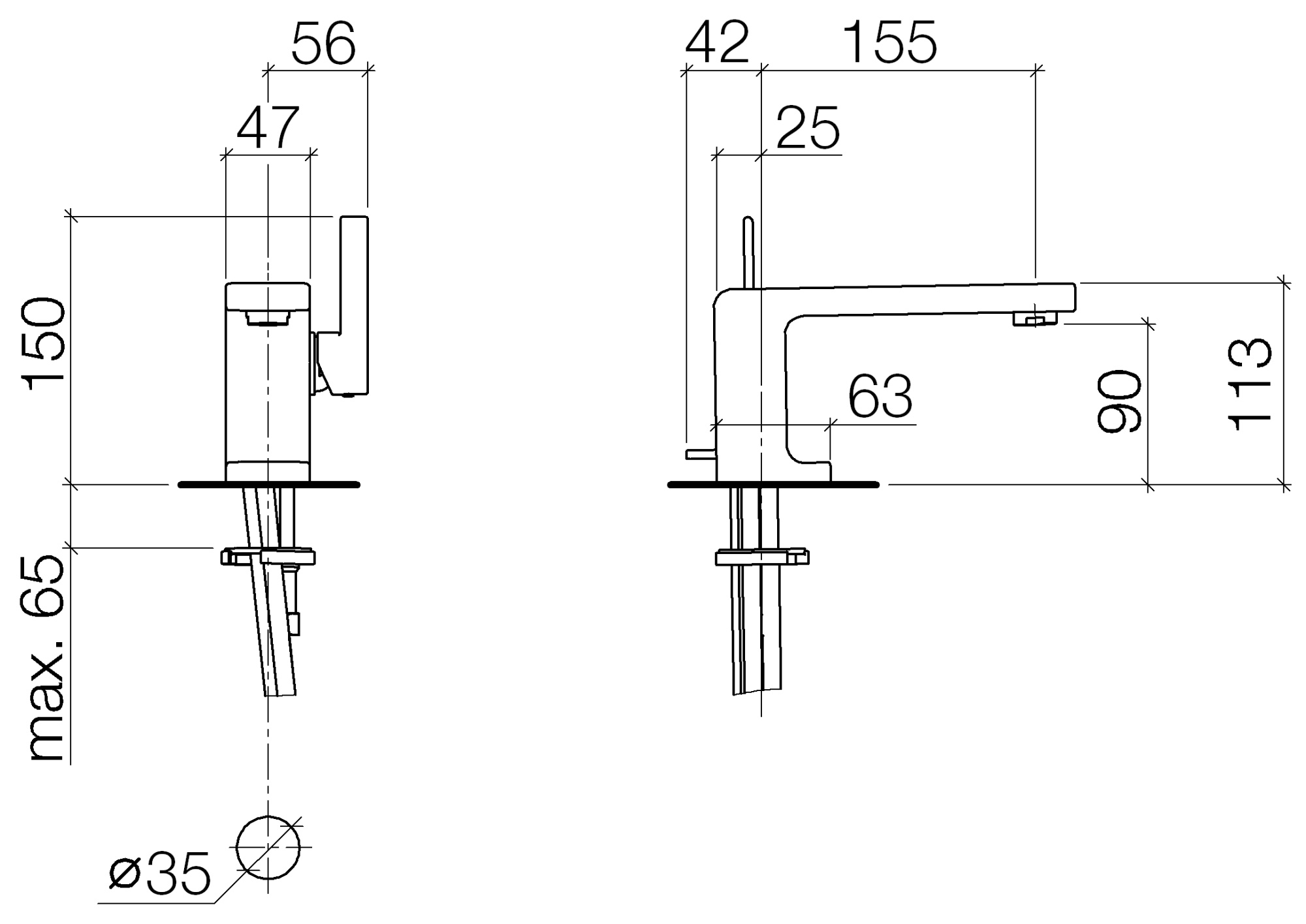Смесители Смеситель для раковины однорычажный, со сливным гарнитуром, хром