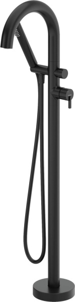 SILIA Смеситель для ванны , U-излив , напольный с внутр. частью (черный)