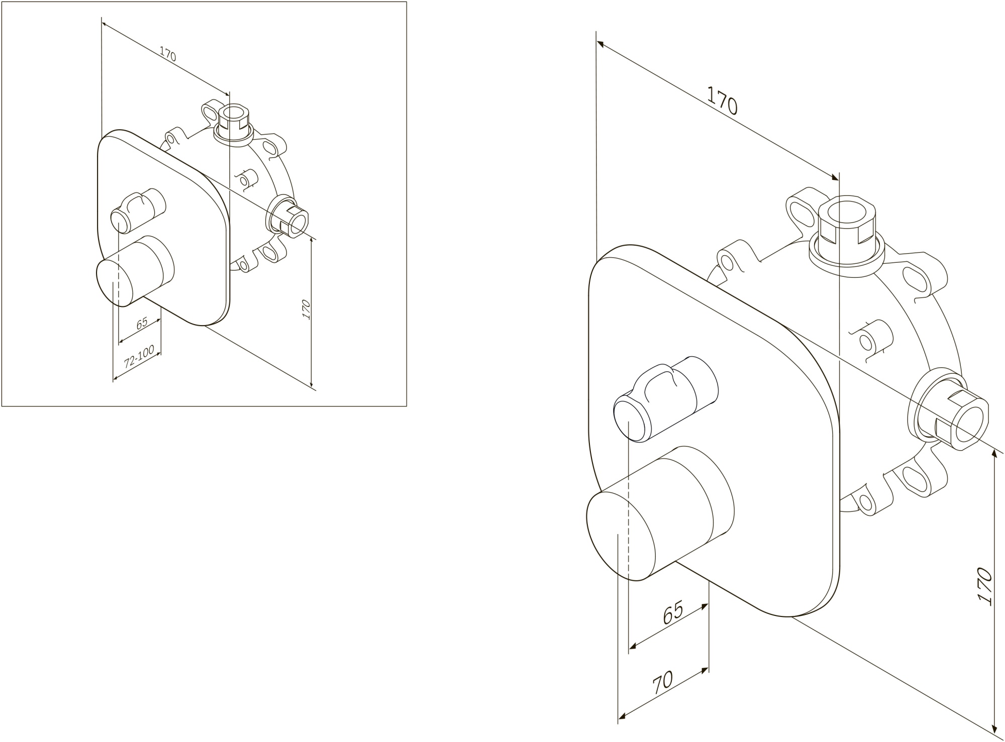 Смесители Смеситель для ванны/душа встраиваемый с термостатом 