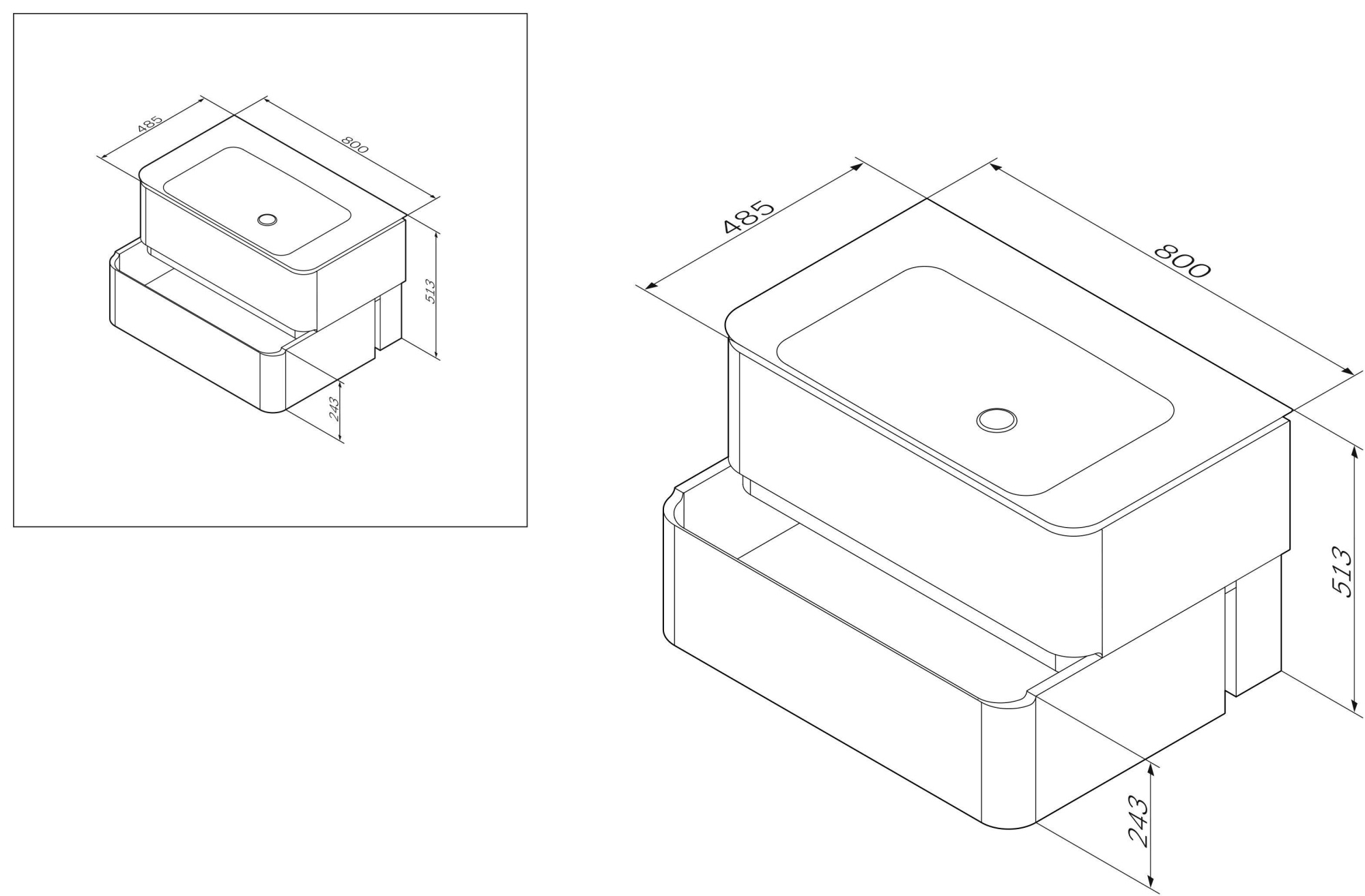 Мебель для ванной База под раковину, подвесная, 80 см, ящики, серый шелк, глянцевая 