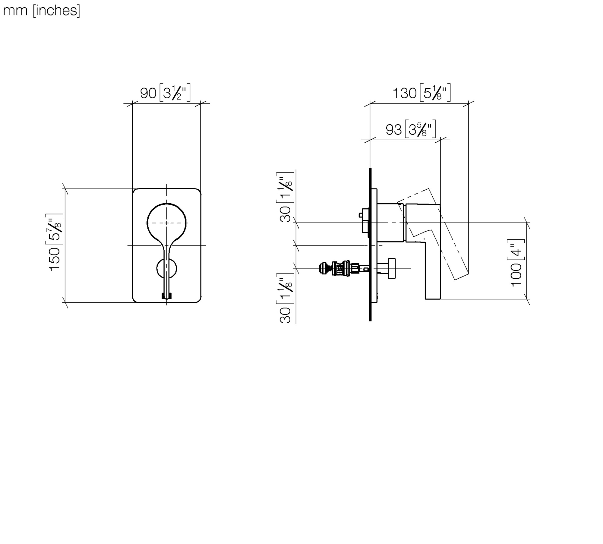 Смесители Смеситель для ванны/душа встроенный, с переключателем, хром