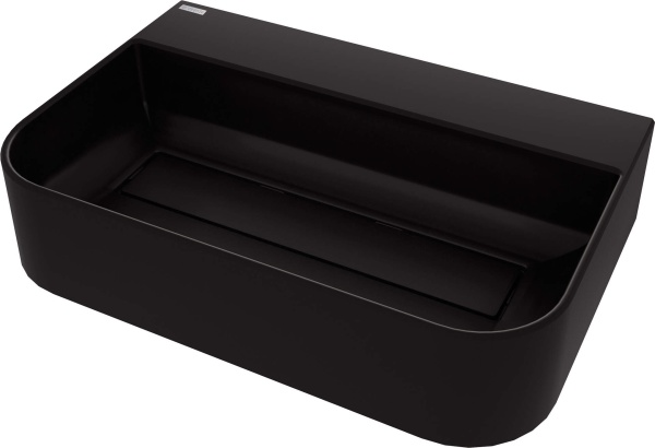 Раковина накладная ARNIKA иск. камень , скрытый слив 605x405x135мм (черный)