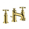 Смесители Смеситель для раковины, на 3 отверстия, излив 143 мм, со сливным гарнитуром, цвет полированное золото